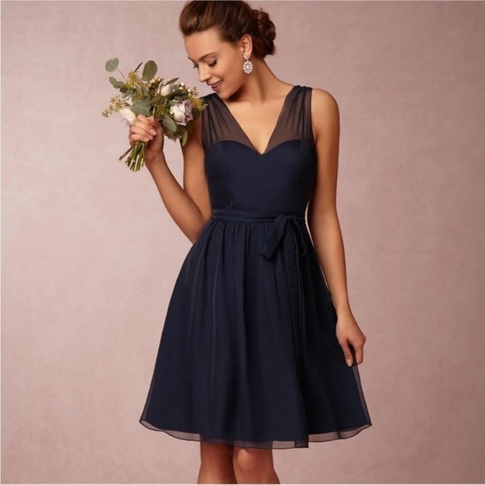 Anthropologie Bhldn Quillaree Ainsley Dress In Navy Size 6